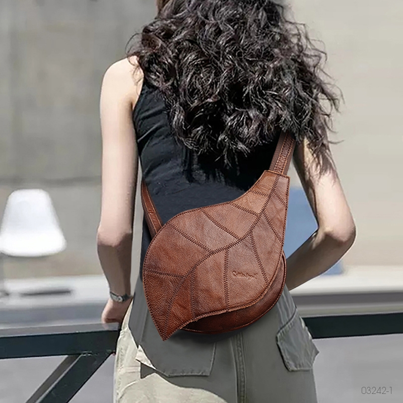 Sac banane bandoulière femme cuir vintage marron LY/Redesigned by