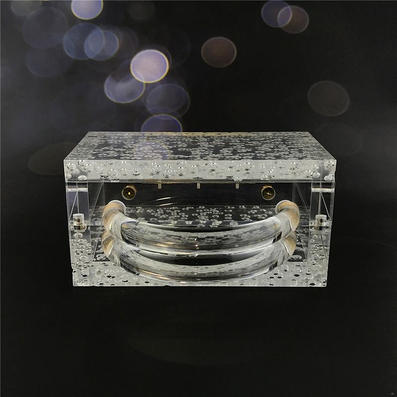 Pochette transparente à poignée supérieure en acrylique avec chaîne transparente