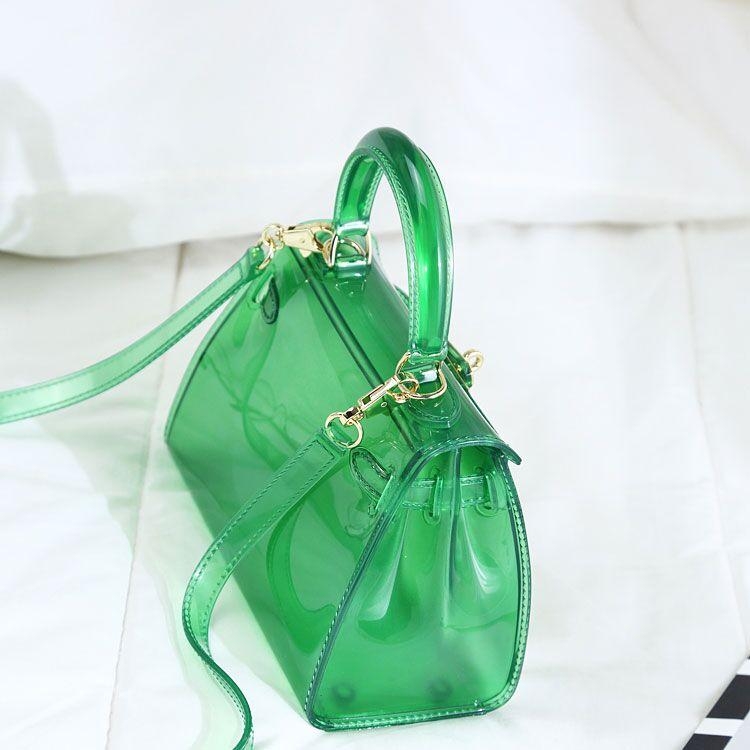 Green Letter Jelly Purse Cute Clear Bag Sacs à main à bandoulière en PVC