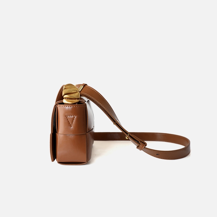 Petits sacs à main en cuir tressé métallisé doré sac à main carré à rabat