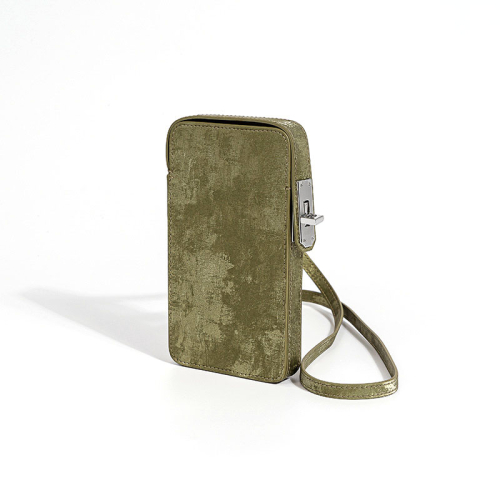 Mini sac à main en satin vert olive pour téléphone portable