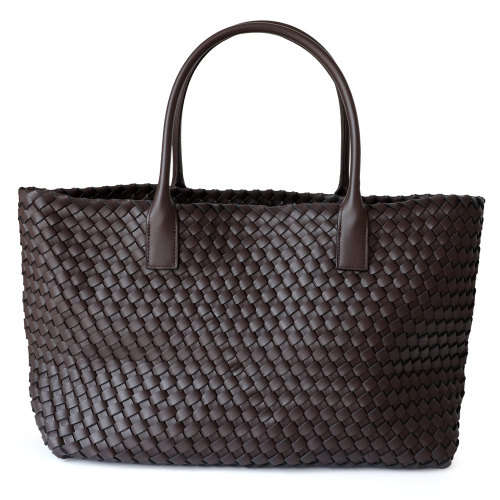 Coffee Woven Leather Tote Bag Large Totes Handbags